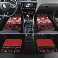 Personalized Hawaii Skull Christmas Car Mats Mele Kalikimaka Hawaiian Kakau LT14 Set 4pcs Red - Polynesian Pride