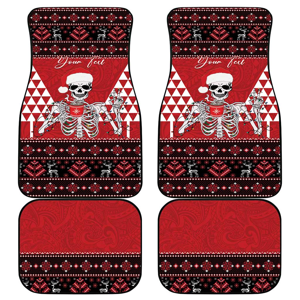 Personalized Hawaii Skull Christmas Car Mats Mele Kalikimaka Hawaiian Kakau LT14 - Polynesian Pride