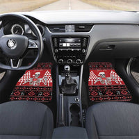 Personalized Hawaii Skull Christmas Car Mats Mele Kalikimaka Hawaiian Kakau LT14 Set 2pcs - Front Red - Polynesian Pride