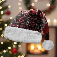 Personalized Hawaii Skull Christmas Santa Hat Mele Kalikimaka Hawaiian Kakau LT14 With Fur Red - Polynesian Pride