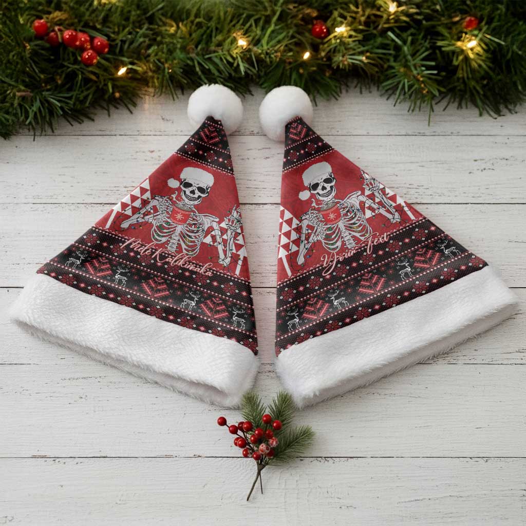 Personalized Hawaii Skull Christmas Santa Hat Mele Kalikimaka Hawaiian Kakau LT14 - Polynesian Pride