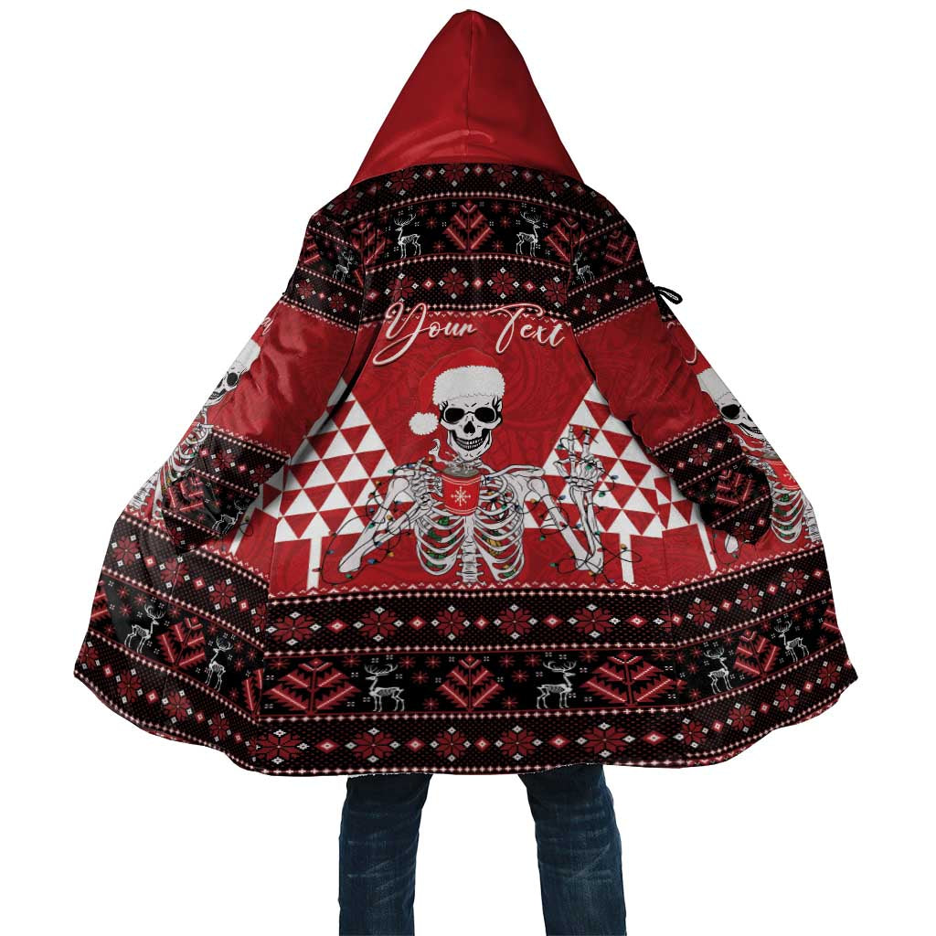 Personalized Hawaii Skull Christmas Cloak Mele Kalikimaka Hawaiian Kakau LT14 Unisex Red - Polynesian Pride