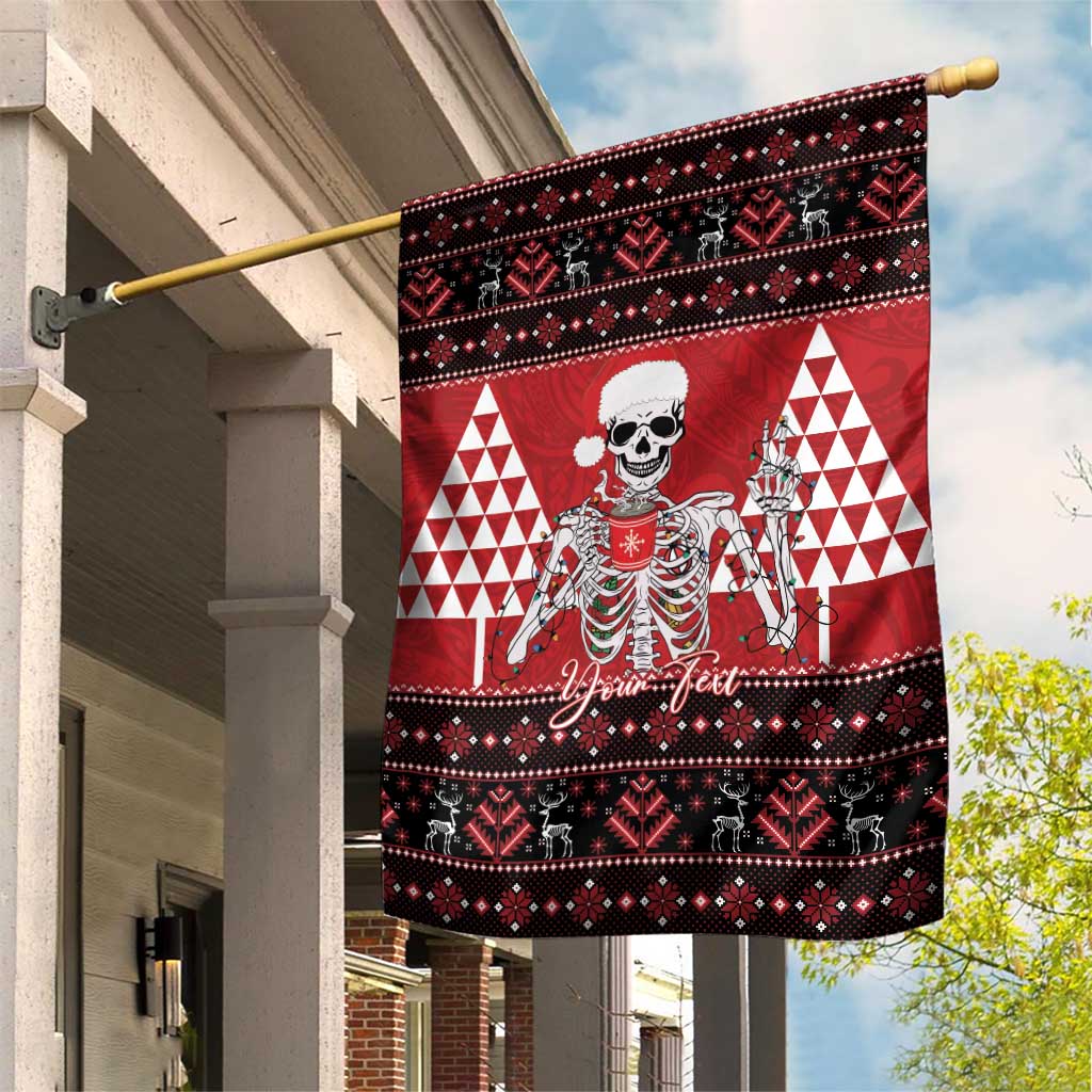 Personalized Hawaii Skull Christmas Garden Flag Mele Kalikimaka Hawaiian Kakau LT14 House Flag Red - Polynesian Pride