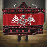 Personalized Hawaii Skull Christmas Hooded Blanket Mele Kalikimaka Hawaiian Kakau LT14 - Polynesian Pride