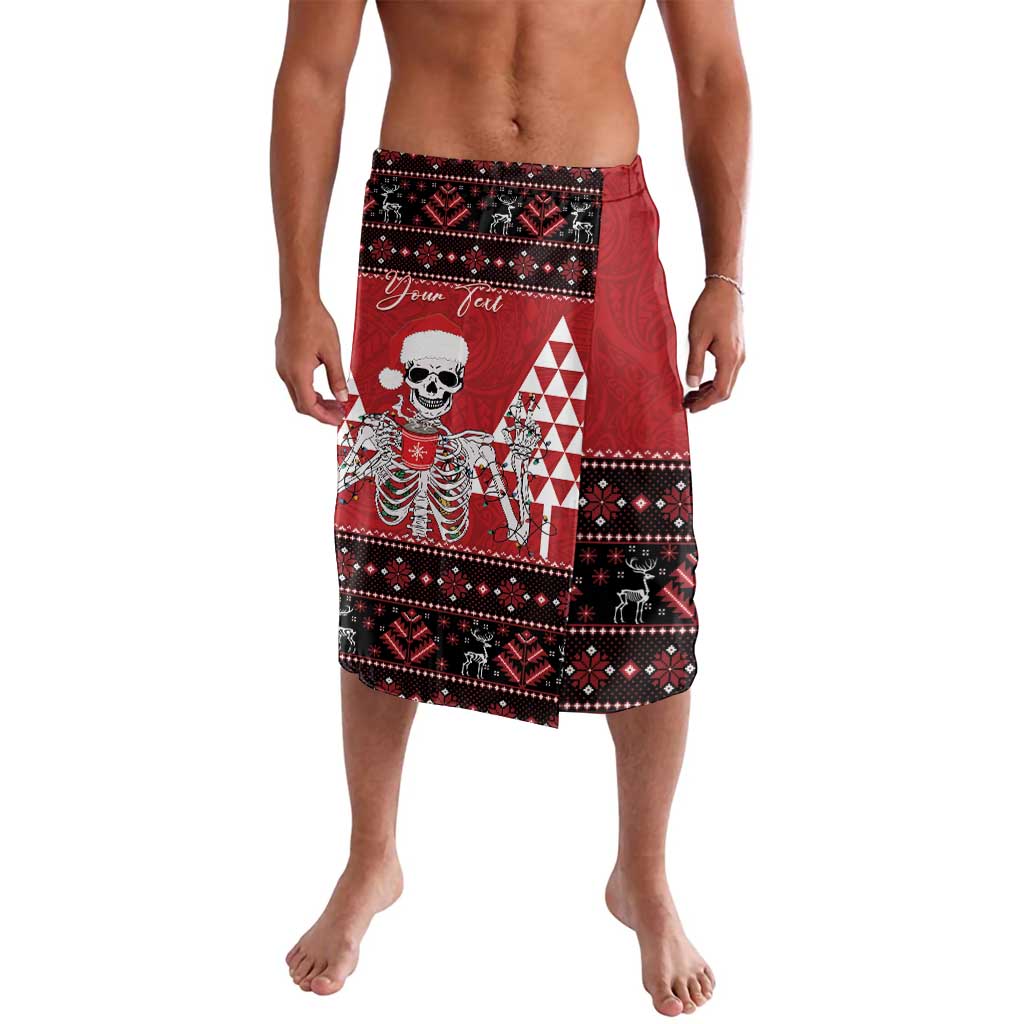 Personalized Hawaii Skull Christmas Lavalava Mele Kalikimaka Hawaiian Kakau LT14 Red - Polynesian Pride