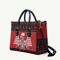 Personalized Hawaii Skull Christmas Leather Bag Mele Kalikimaka Hawaiian Kakau LT14 Red - Polynesian Pride