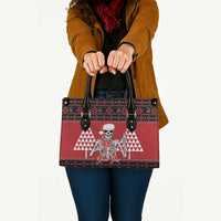 Personalized Hawaii Skull Christmas Leather Bag Mele Kalikimaka Hawaiian Kakau LT14 - Polynesian Pride
