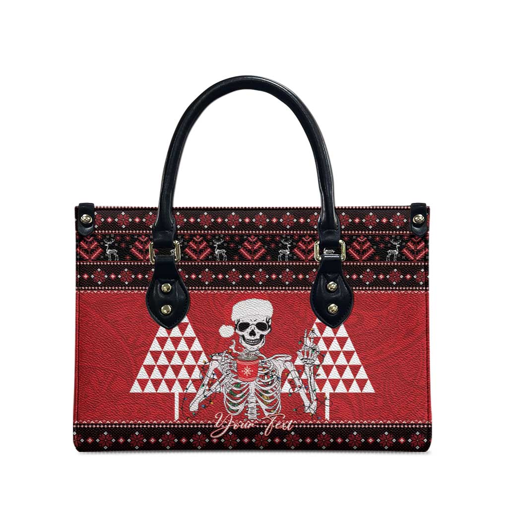 Personalized Hawaii Skull Christmas Leather Bag Mele Kalikimaka Hawaiian Kakau LT14 - Polynesian Pride