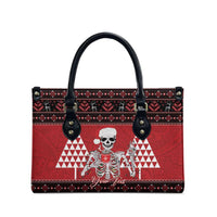 Personalized Hawaii Skull Christmas Leather Bag Mele Kalikimaka Hawaiian Kakau LT14 - Polynesian Pride