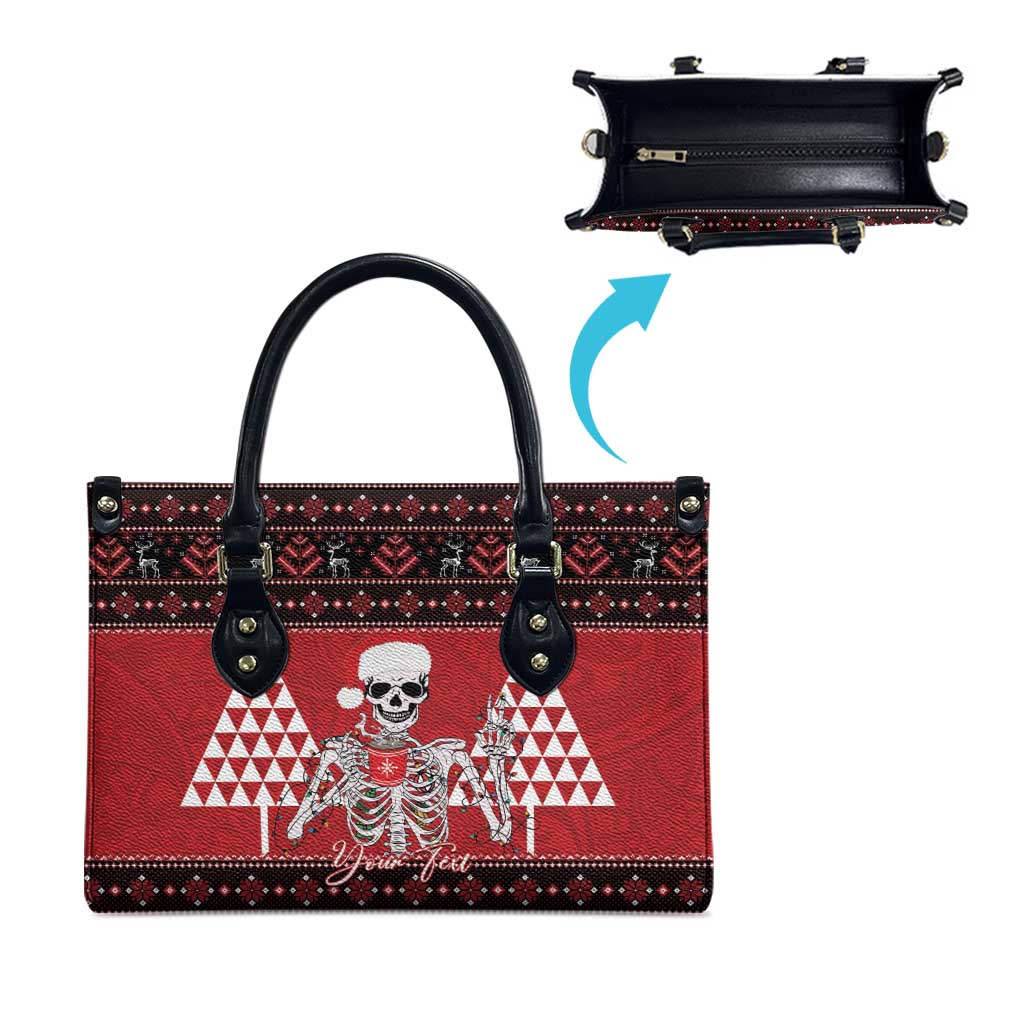 Personalized Hawaii Skull Christmas Leather Bag Mele Kalikimaka Hawaiian Kakau LT14 - Polynesian Pride
