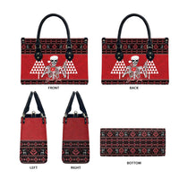 Personalized Hawaii Skull Christmas Leather Bag Mele Kalikimaka Hawaiian Kakau LT14 - Polynesian Pride