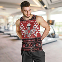 Personalized Hawaii Skull Christmas Men Tank Top Mele Kalikimaka Hawaiian Kakau LT14 Red - Polynesian Pride