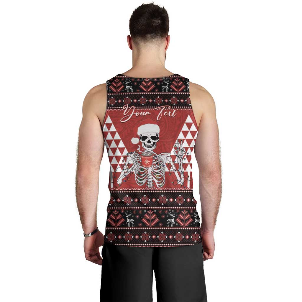 Personalized Hawaii Skull Christmas Men Tank Top Mele Kalikimaka Hawaiian Kakau LT14 - Polynesian Pride