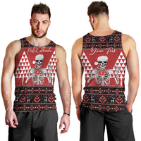 Personalized Hawaii Skull Christmas Men Tank Top Mele Kalikimaka Hawaiian Kakau LT14 - Polynesian Pride