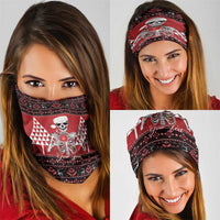 Personalized Hawaii Skull Christmas Neck Gaiter Mele Kalikimaka Hawaiian Kakau LT14 - Polynesian Pride