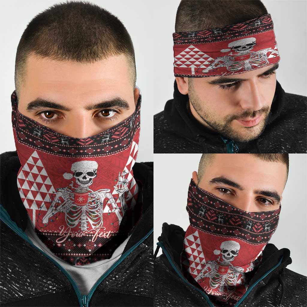 Personalized Hawaii Skull Christmas Neck Gaiter Mele Kalikimaka Hawaiian Kakau LT14 - Polynesian Pride