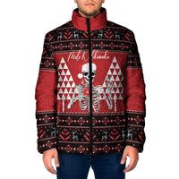 Personalized Hawaii Skull Christmas Padded Jacket Mele Kalikimaka Hawaiian Kakau LT14 Men Red - Polynesian Pride