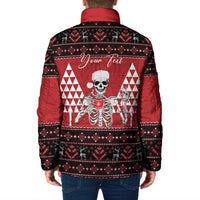 Personalized Hawaii Skull Christmas Padded Jacket Mele Kalikimaka Hawaiian Kakau LT14 - Polynesian Pride