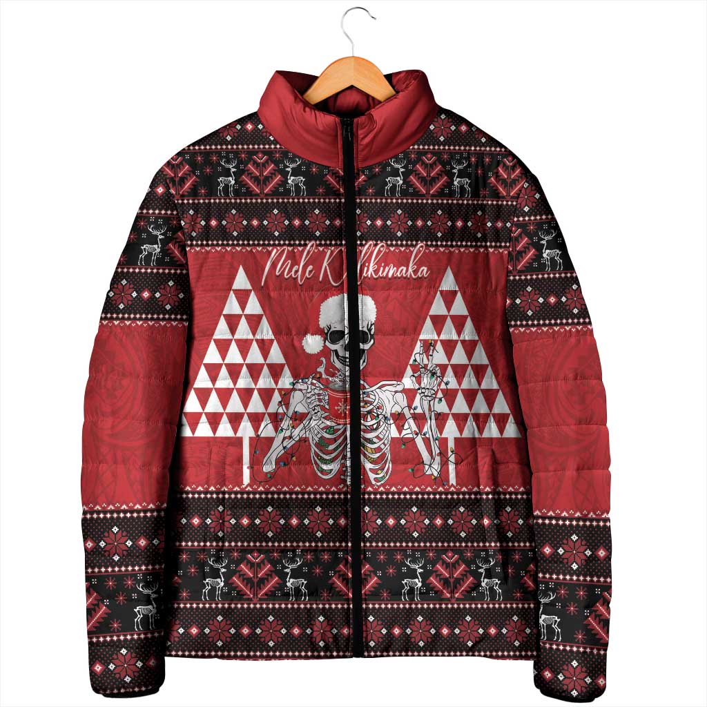 Personalized Hawaii Skull Christmas Padded Jacket Mele Kalikimaka Hawaiian Kakau LT14 - Polynesian Pride