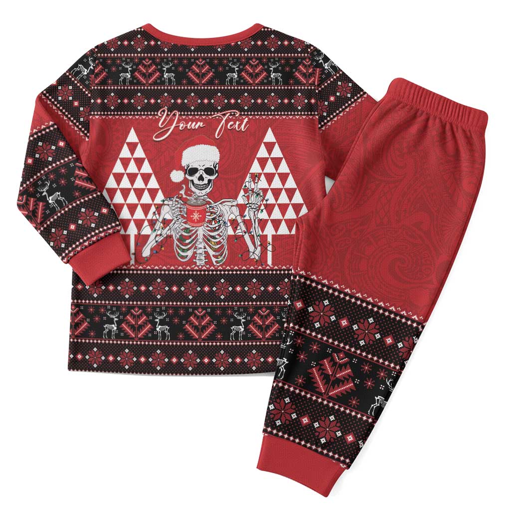 Personalized Hawaii Skull Christmas Pajama Set Mele Kalikimaka Hawaiian Kakau LT14 - Polynesian Pride