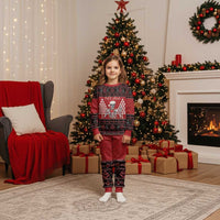 Personalized Hawaii Skull Christmas Pajama Set Mele Kalikimaka Hawaiian Kakau LT14 Kid Red - Polynesian Pride