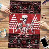 Personalized Hawaii Skull Christmas Puzzle Mele Kalikimaka Hawaiian Kakau LT14 Red - Polynesian Pride