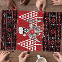 Personalized Hawaii Skull Christmas Puzzle Mele Kalikimaka Hawaiian Kakau LT14 - Polynesian Pride