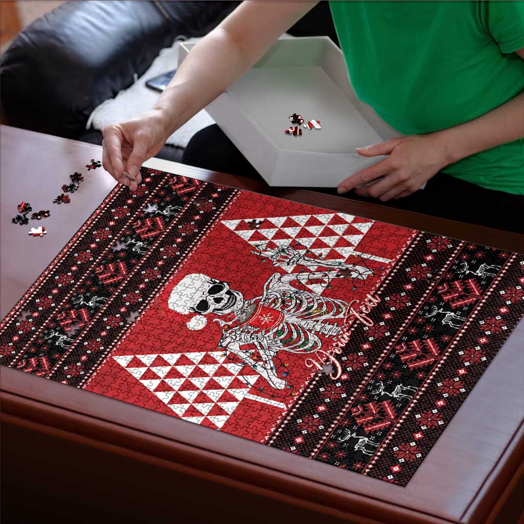 Personalized Hawaii Skull Christmas Puzzle Mele Kalikimaka Hawaiian Kakau LT14 - Polynesian Pride