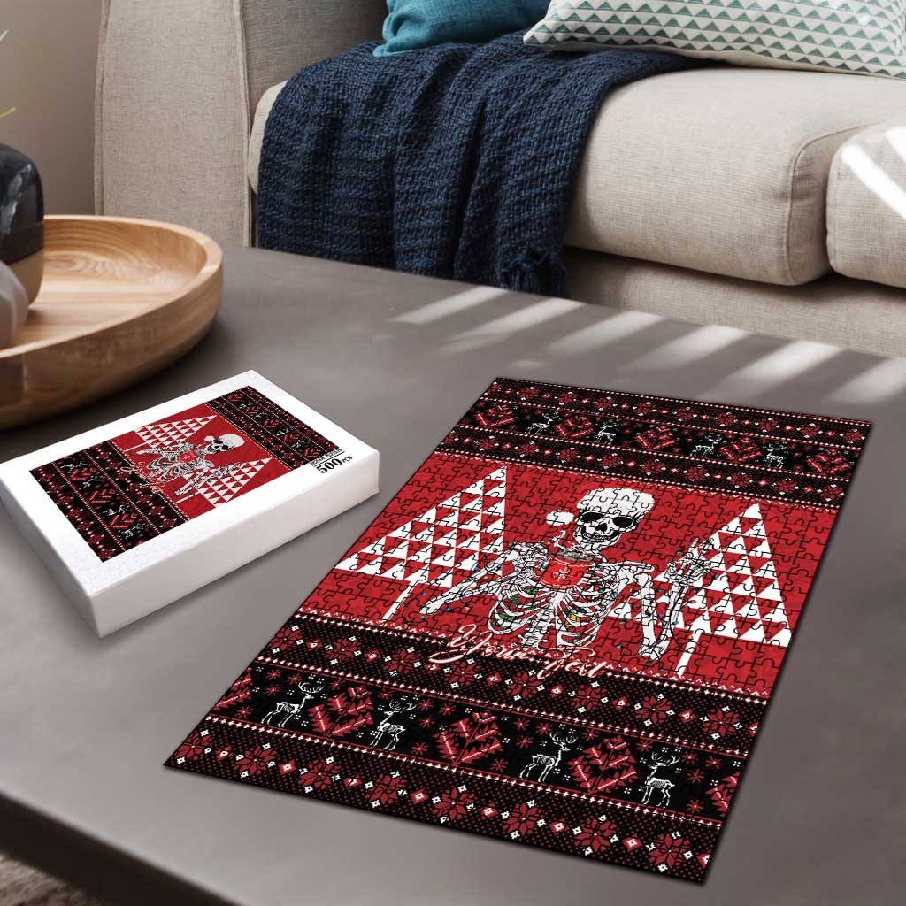 Personalized Hawaii Skull Christmas Puzzle Mele Kalikimaka Hawaiian Kakau LT14 - Polynesian Pride