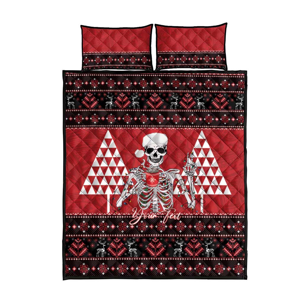 Personalized Hawaii Skull Christmas Quilt Bed Set Mele Kalikimaka Hawaiian Kakau LT14 - Polynesian Pride