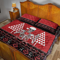 Personalized Hawaii Skull Christmas Quilt Bed Set Mele Kalikimaka Hawaiian Kakau LT14 - Polynesian Pride