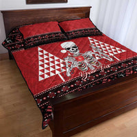 Personalized Hawaii Skull Christmas Quilt Bed Set Mele Kalikimaka Hawaiian Kakau LT14 - Polynesian Pride