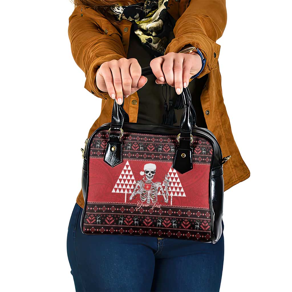Personalized Hawaii Skull Christmas Shoulder Handbag Mele Kalikimaka Hawaiian Kakau LT14 One Size Red - Polynesian Pride