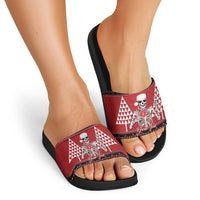 Personalized Hawaii Skull Christmas Slide Sandals Mele Kalikimaka Hawaiian Kakau LT14 - Polynesian Pride