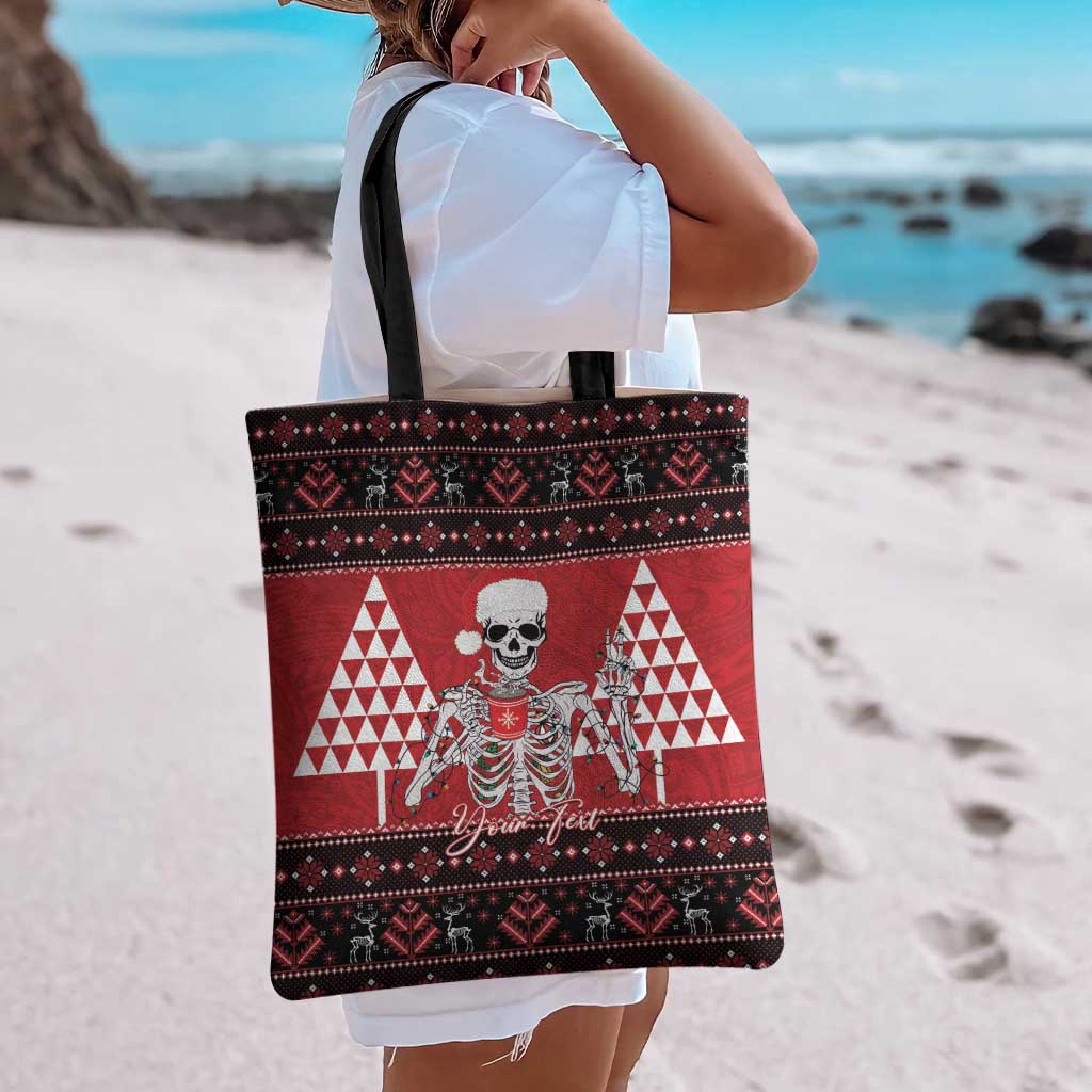 Personalized Hawaii Skull Christmas Tote Bag Mele Kalikimaka Hawaiian Kakau LT14 - Polynesian Pride
