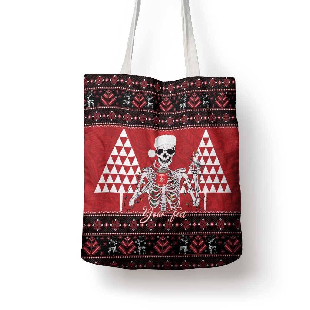 Personalized Hawaii Skull Christmas Tote Bag Mele Kalikimaka Hawaiian Kakau LT14 - Polynesian Pride