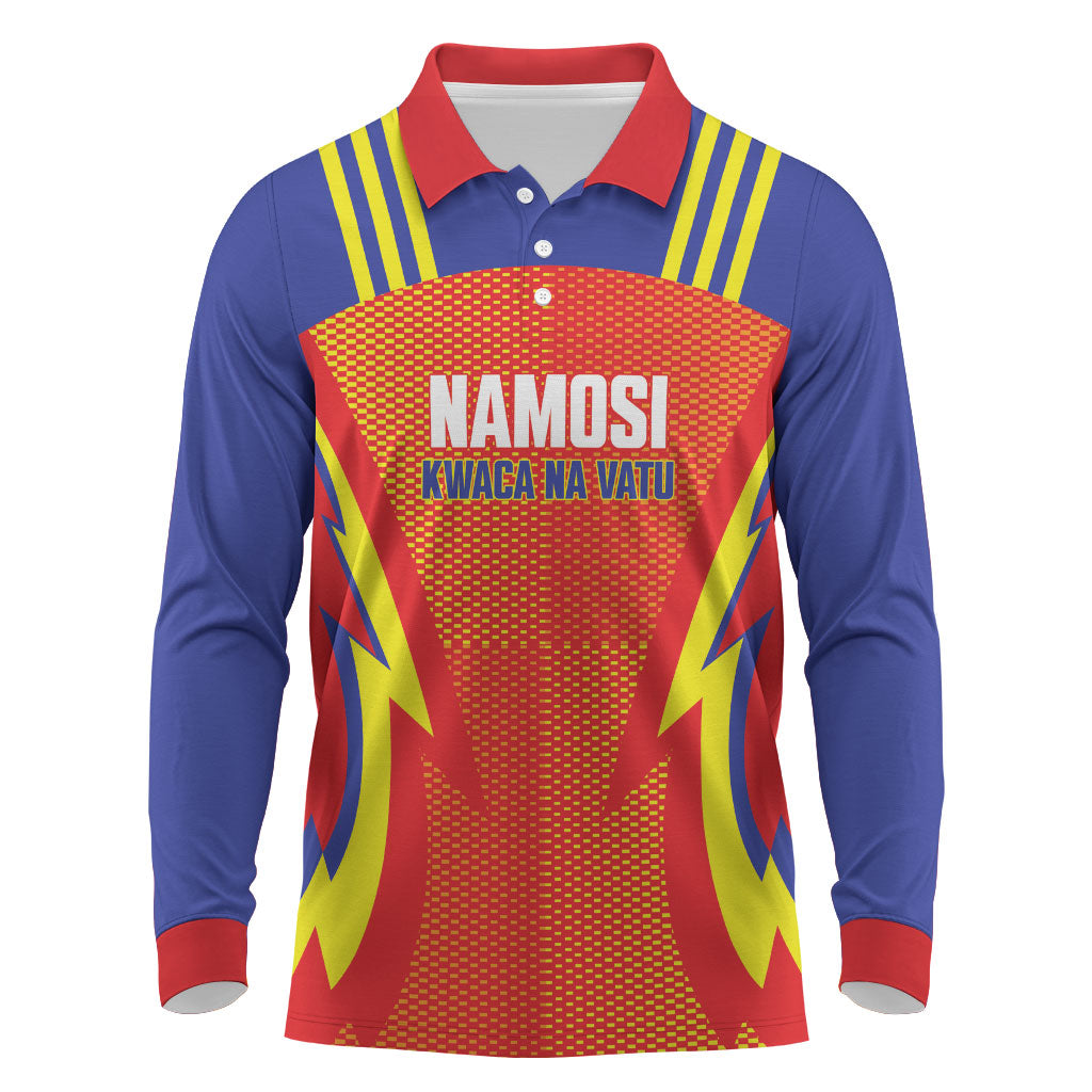 Namosi Fiji 2026 Rugby Custom Long Sleeve Polo Shirt Kwaca Na Vatu LT14 Red - Polynesian Pride