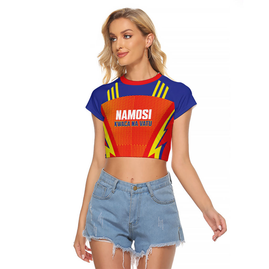 Namosi Fiji 2026 Rugby Custom Raglan Cropped T Shirt Kwaca Na Vatu LT14 Female Red - Polynesian Pride