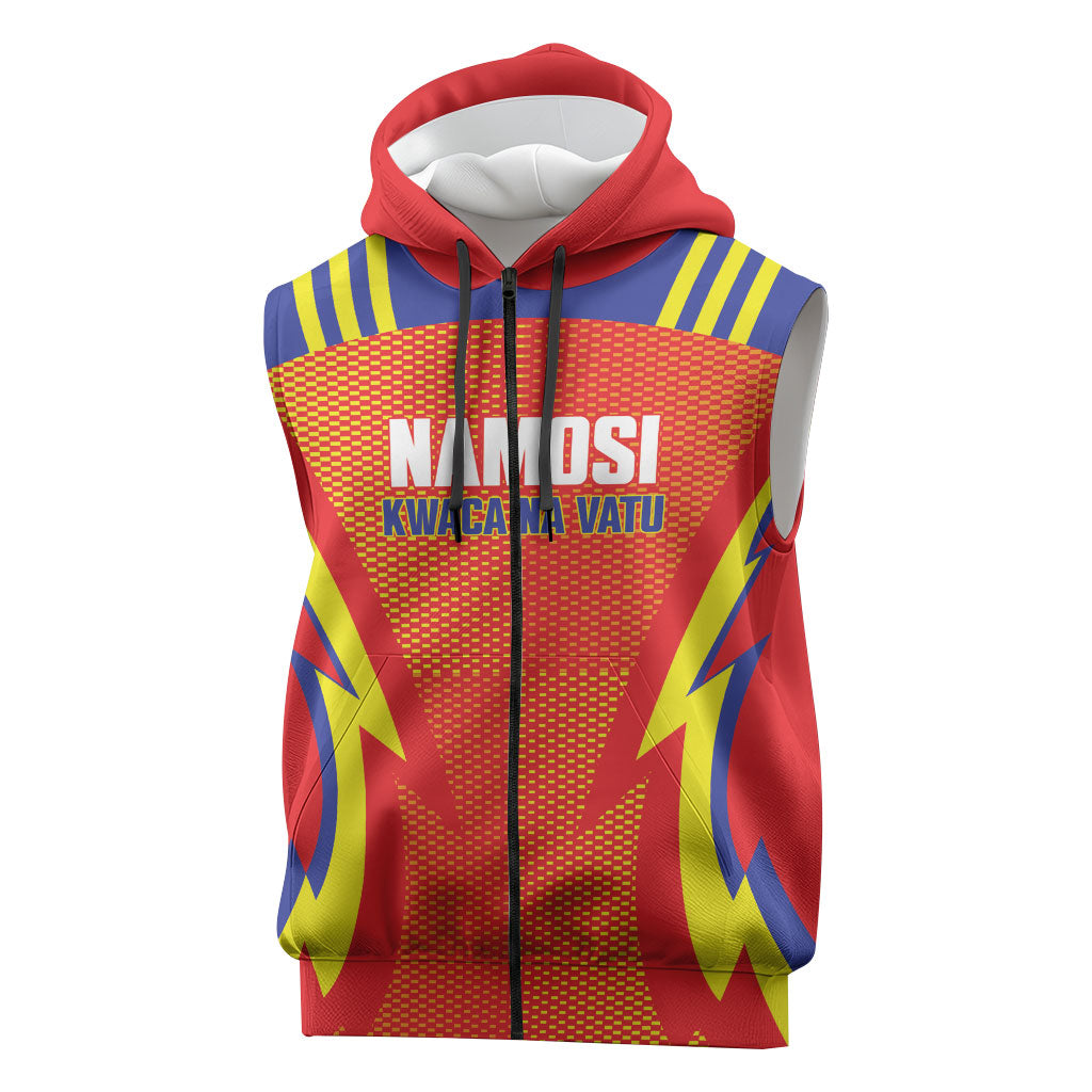 Namosi Fiji 2026 Rugby Custom Sleeveless Zip Hoodie Kwaca Na Vatu LT14 Red - Polynesian Pride