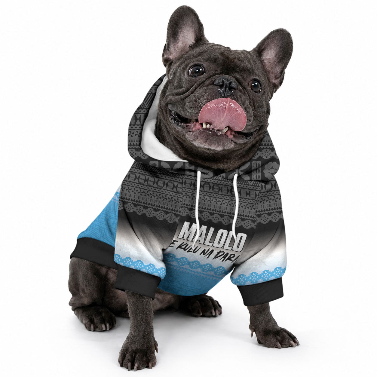 Malolo Fiji 2026 Rugby Personalised Pet Hoodie Me Kulu Na Darata Fijian Tapa Pattern LT14 - Polynesian Pride