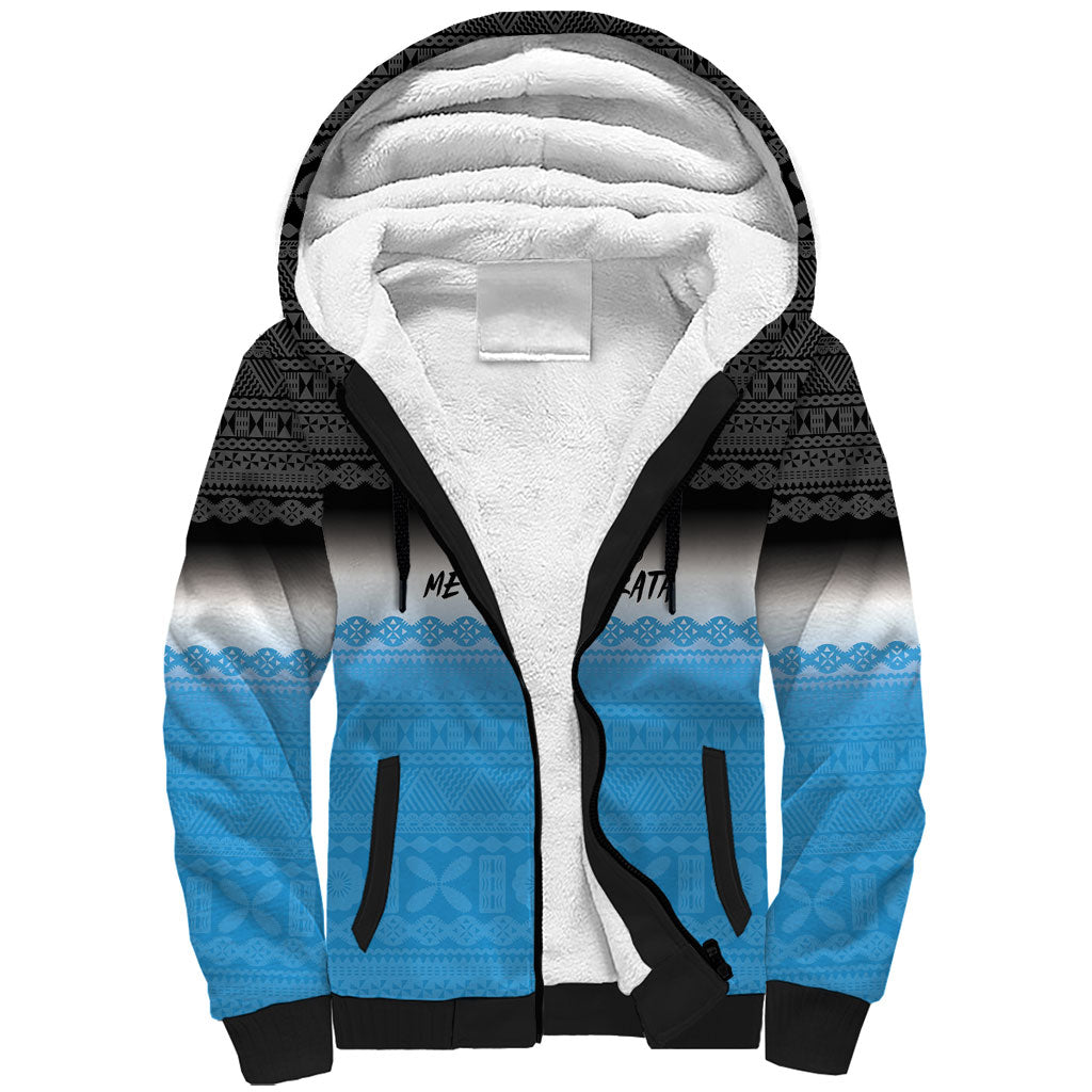 Malolo Fiji 2026 Rugby Personalised Sherpa Hoodie Me Kulu Na Darata Fijian Tapa Pattern LT14 Unisex Blue - Polynesian Pride
