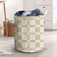 Beige Ngatu Pattern Malo e Lelei Tonga Laundry Basket