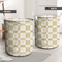 Beige Ngatu Pattern Malo e Lelei Tonga Laundry Basket