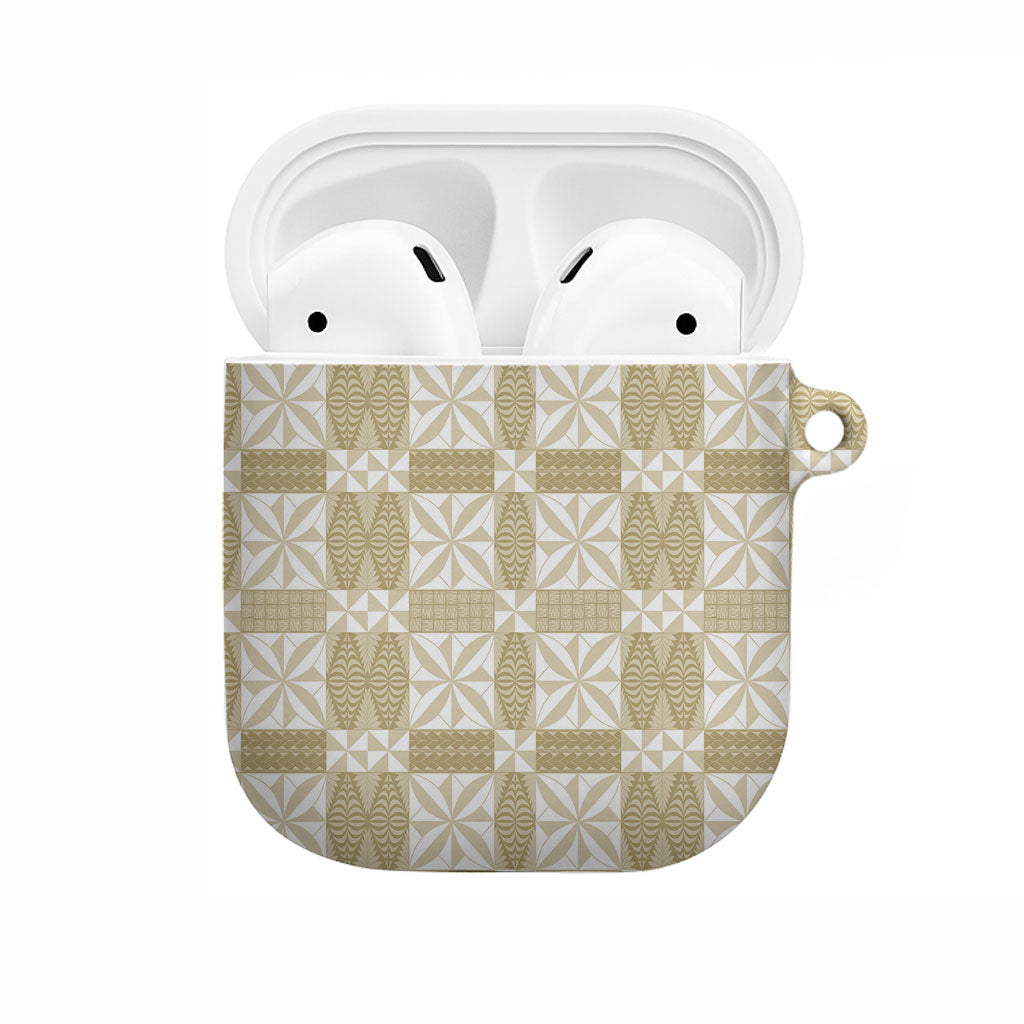Beige Ngatu Pattern Malo e Lelei Tonga AirPods Case
