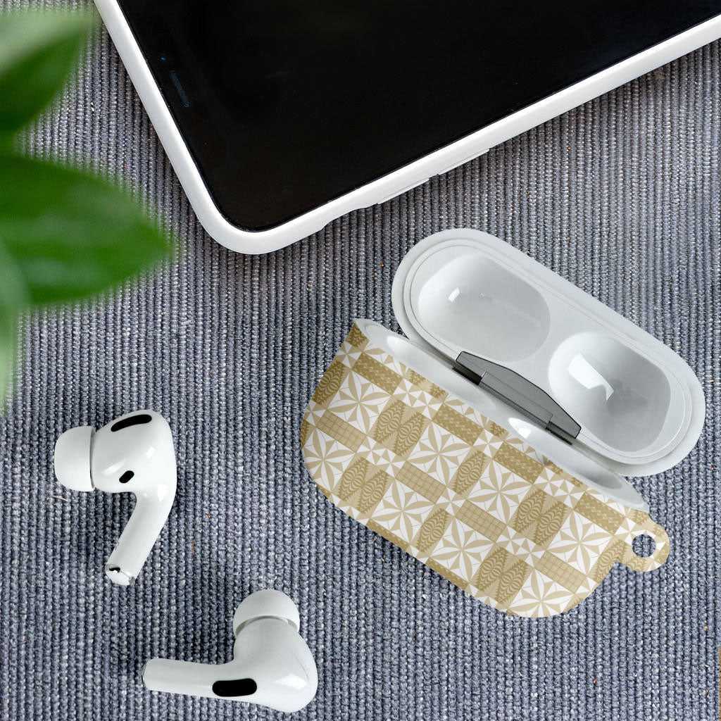 Beige Ngatu Pattern Malo e Lelei Tonga AirPods Case