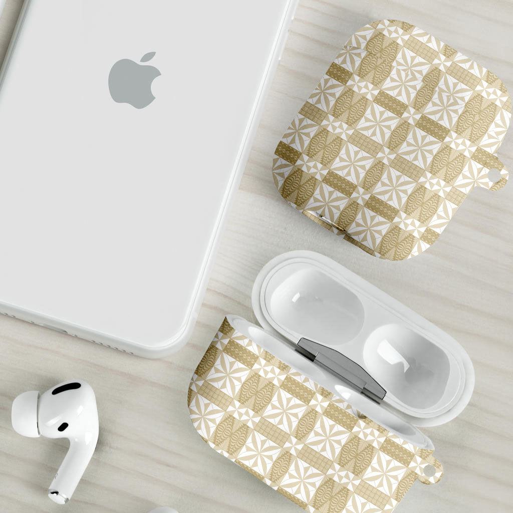 Beige Ngatu Pattern Malo e Lelei Tonga AirPods Case