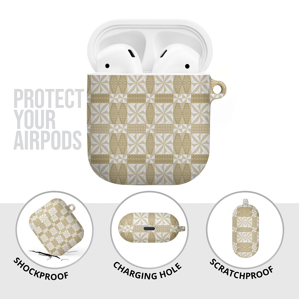 Beige Ngatu Pattern Malo e Lelei Tonga AirPods Case