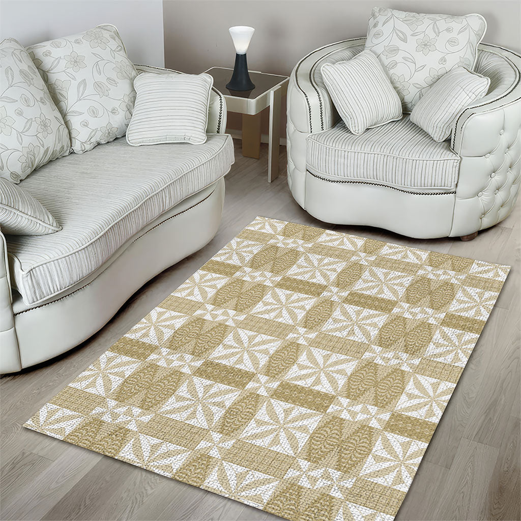 Beige Ngatu Pattern Malo e Lelei Tonga Area Rug