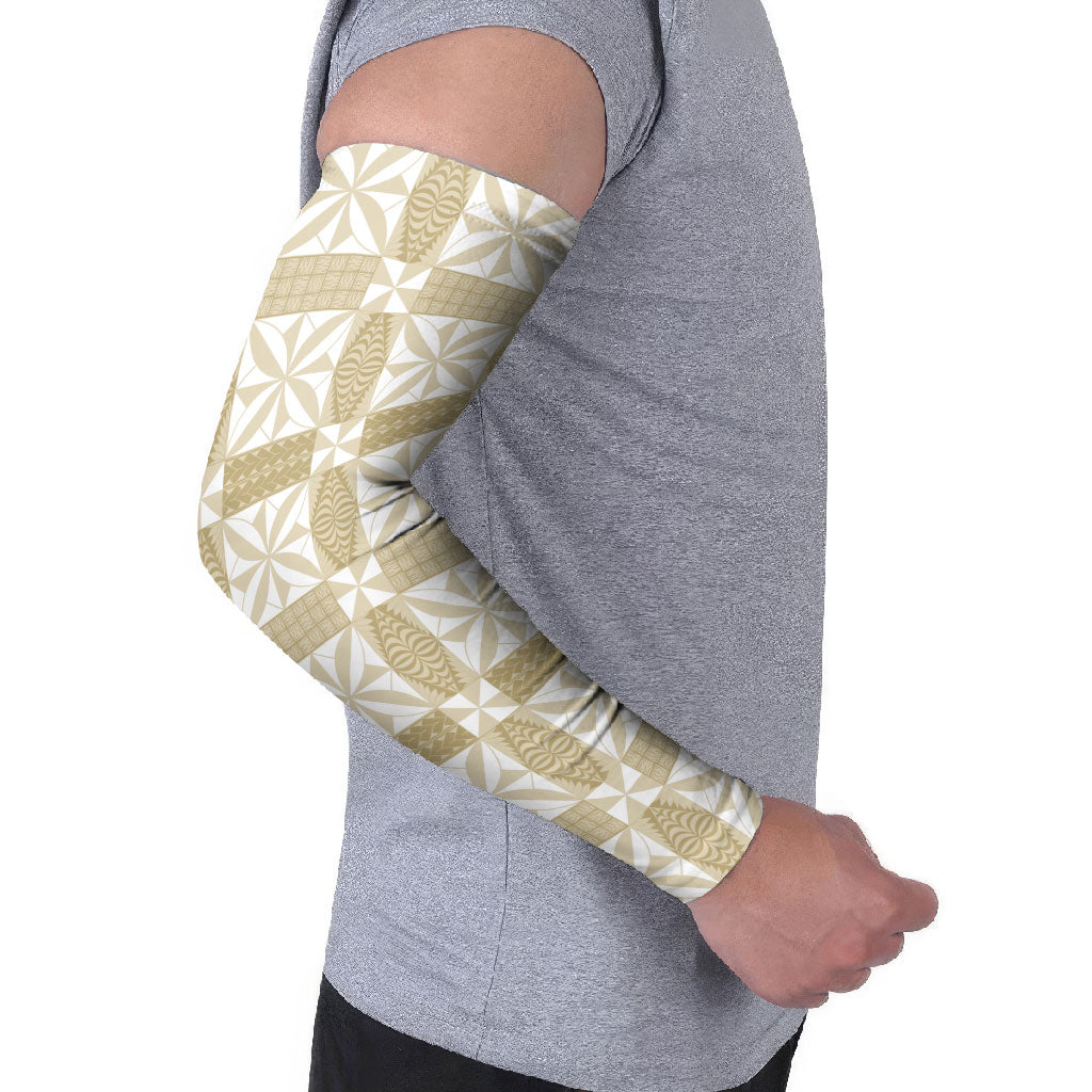 Beige Ngatu Pattern Malo e Lelei Tonga Arm Sleeves