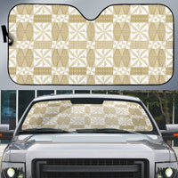 Beige Ngatu Pattern Malo e Lelei Tonga Auto Sun Shade